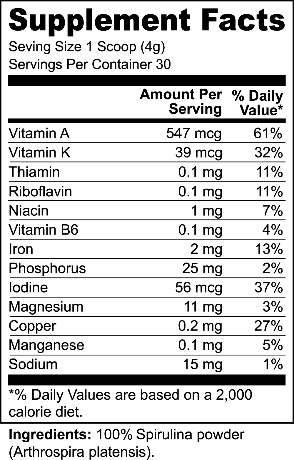 DeeBecca™ Organic Spirulina Powder