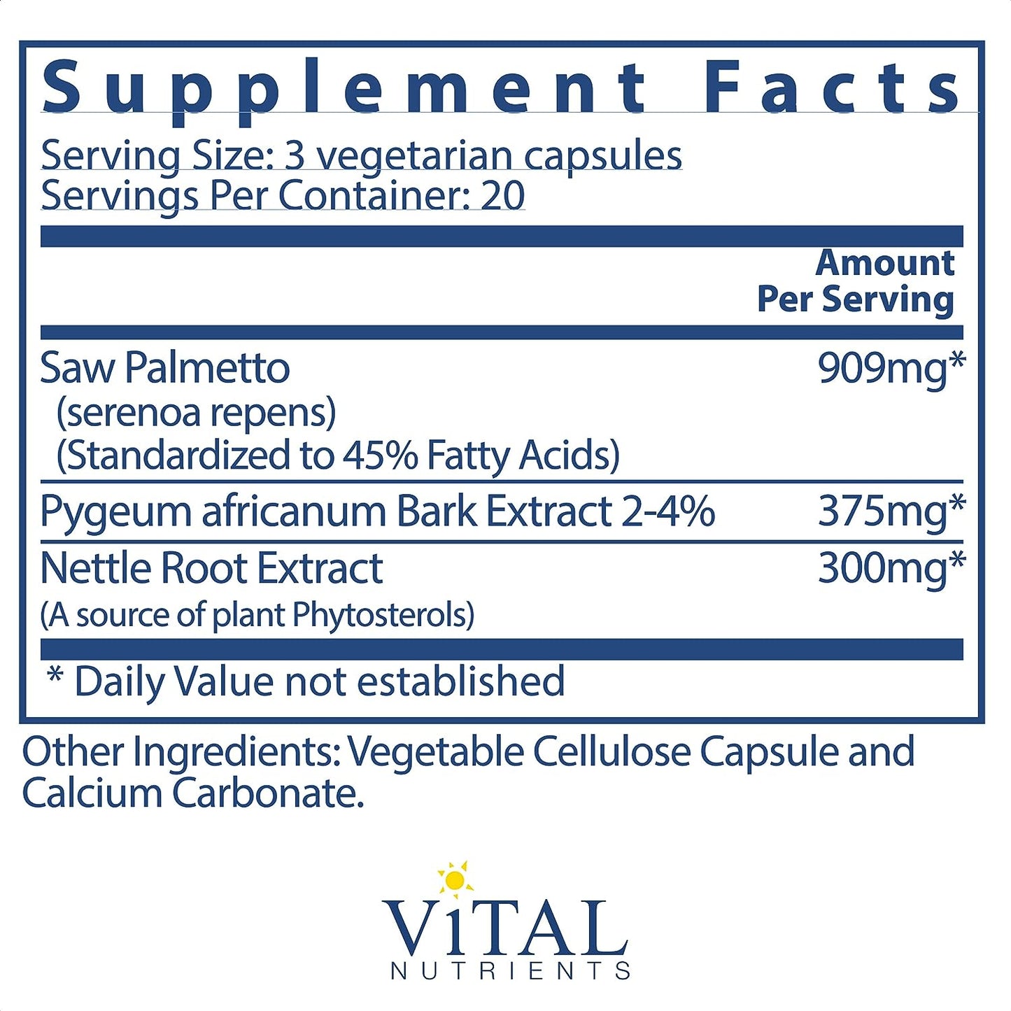 Vital Nutrients Saw Palmetto with Pygeum & Nettle